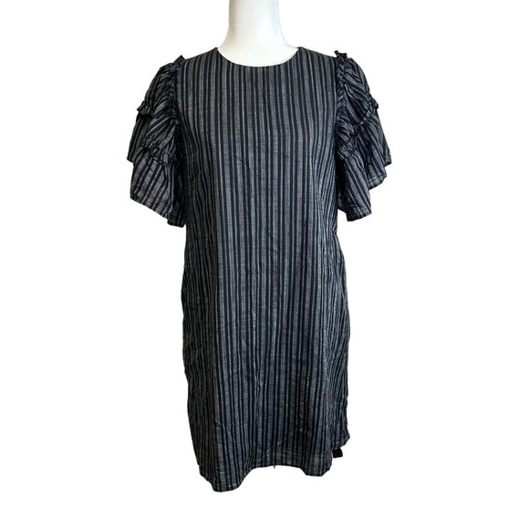 Who What Wear Dress Womens sz. SMALL Black Ruffled Short Sleeve Crew Neck - Picture 4 of 12